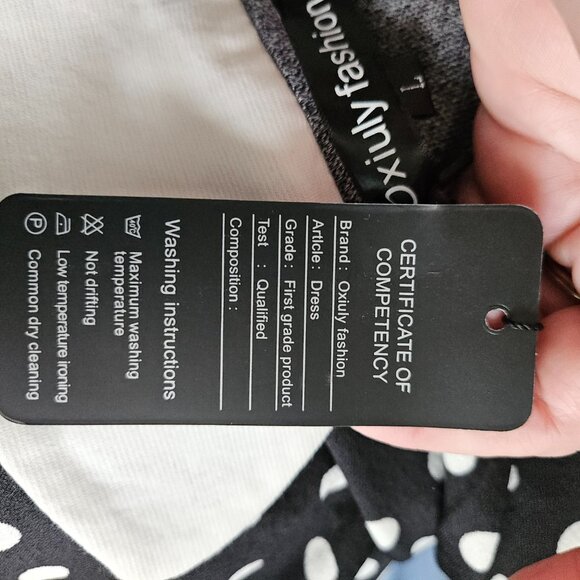 Oxiuly Retro Polka Dot Sheath Dress – Black & White – Peter Pan Collar – Size L - Picture 7 of 11